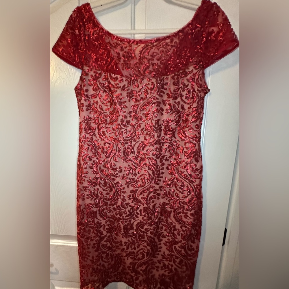 Calvin Klein Red Sequin Formal Dress